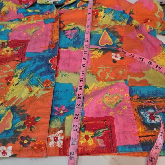 Coldwater Creek Jacket Shacket 2X Colorful Abstract Button-Down Artsy Dopamine - Picture 7 of 8